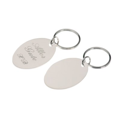 Keyring oval keychain silver plated