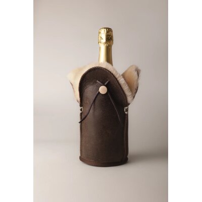 Champagnerkühler Braunes Leder