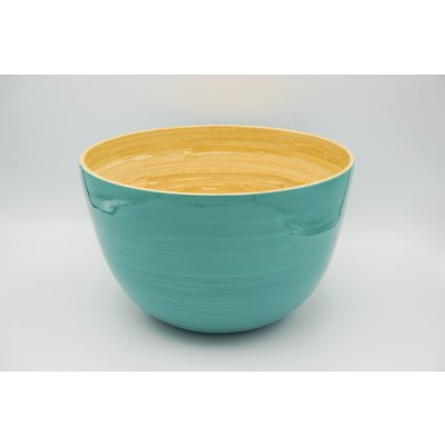 Bamboo bowl turquoise mat