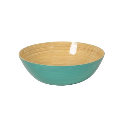 Bamboo bowl turquoise mat Flat (30 x 10 cms, d x h)