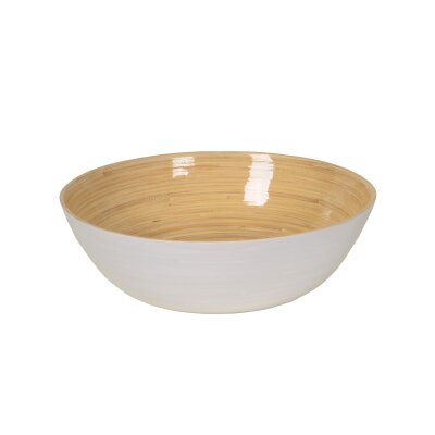 Bamboo bowl white mat Flat (30 x 10 cms, d x h)