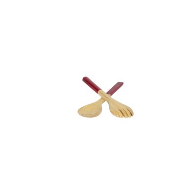 Bamboo salad servers red